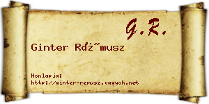 Ginter Rémusz névjegykártya