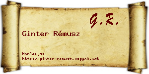 Ginter Rémusz névjegykártya